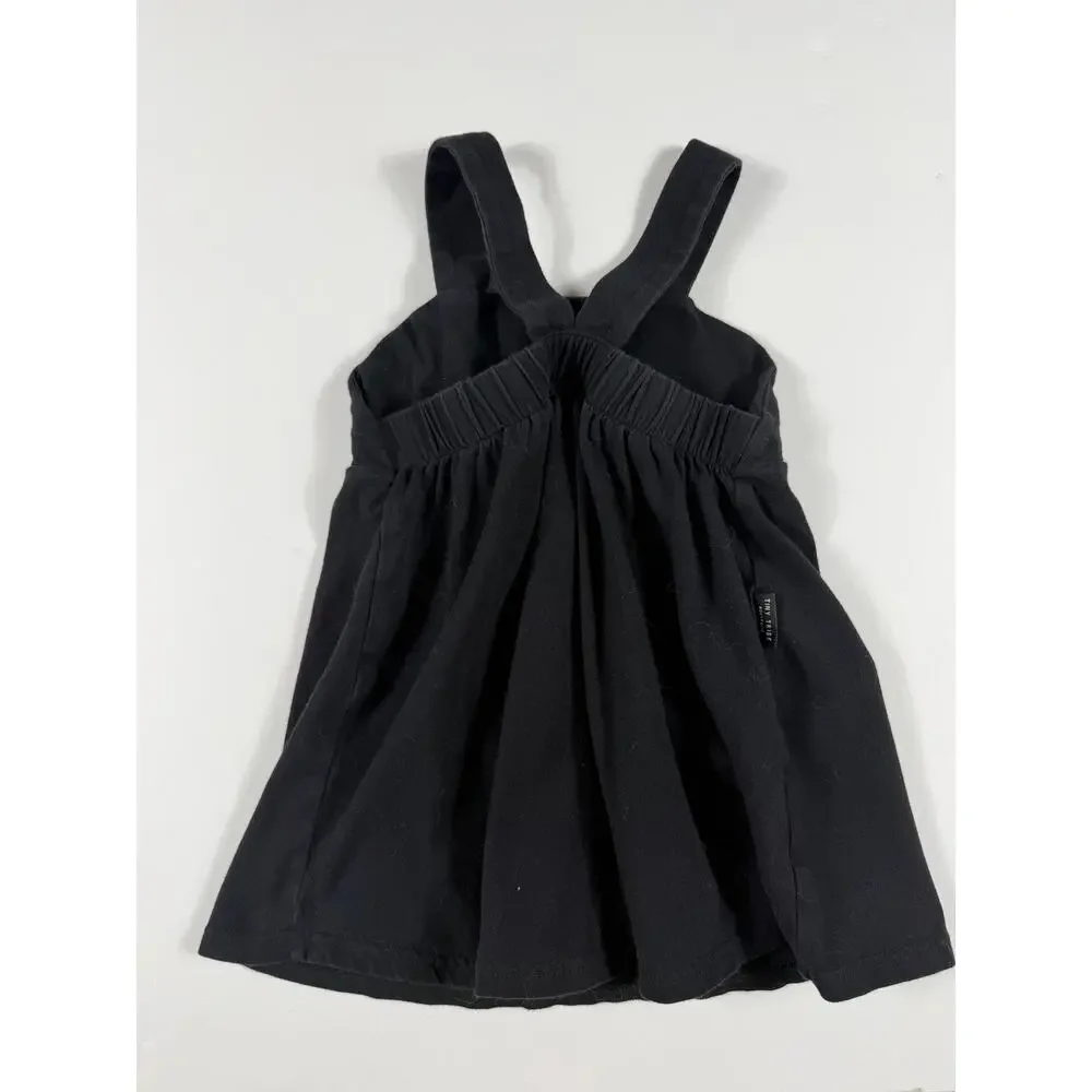 Tiny Tribe Positive Vibes Black Cotton Dress Girls Size 4